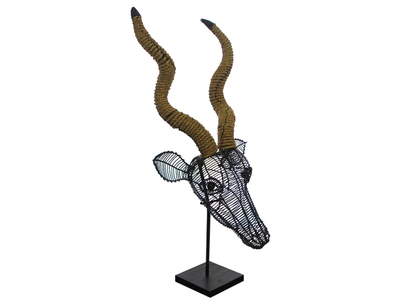 Kudu 55cm Wall Hanging - Black - Hessian Rope